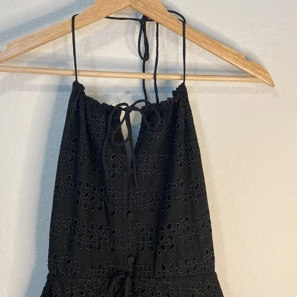 J. Crew Anguilla Mini Halter Dress in Black Eyelet - Size 8 J. Crew Anguilla Mini Halter Dress in Black Eyelet - Size 8